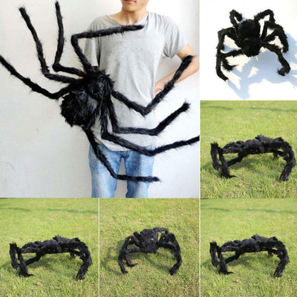 Furry Fake Black Spider Halloween Decoration